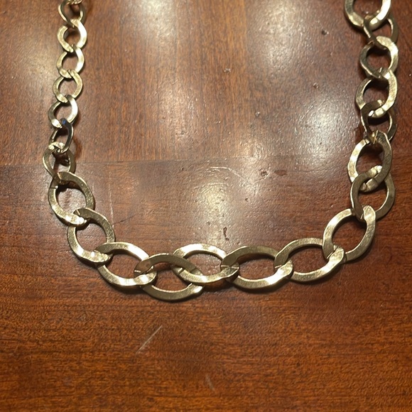 Long 37” chain necklace gold tone. Cool design of graduated sizes of the loops. - Picture 2 of 4